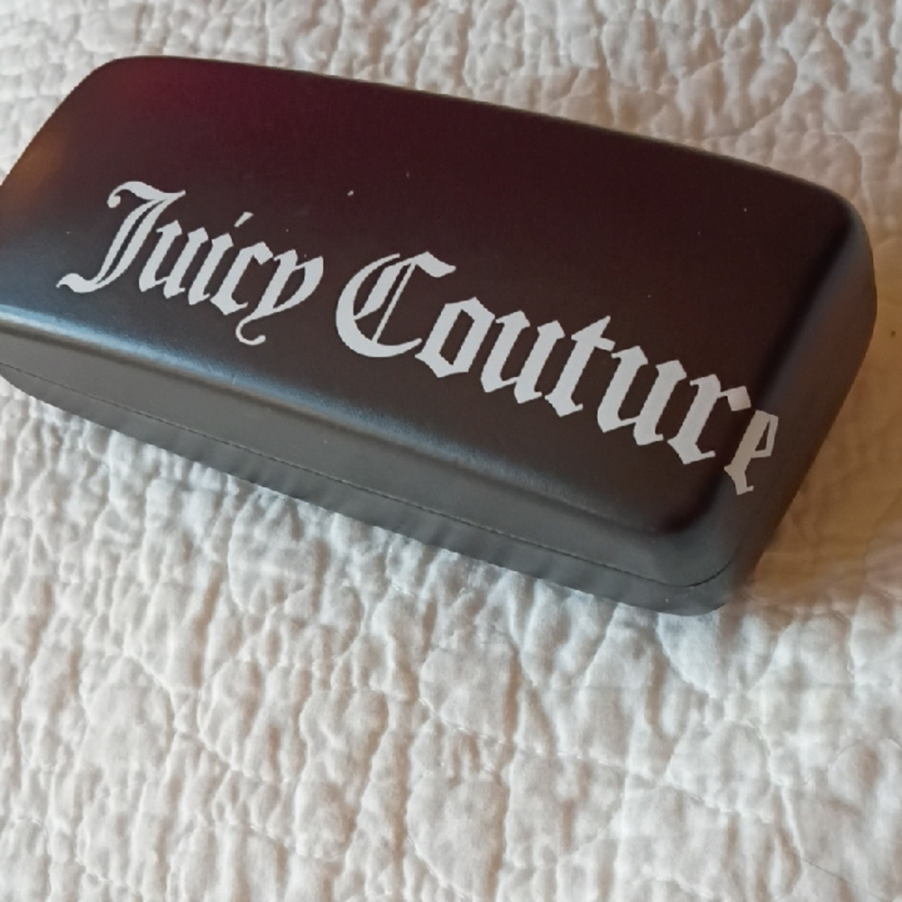 Juicy Couture Hard Black Eyewear Case with White Logo, & Polishing Cloth